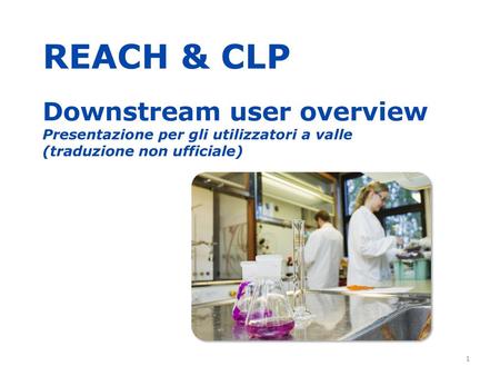 REACH & CLP Downstream user overview Presentazione per gli utilizzatori a valle (traduzione non ufficiale)