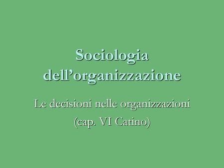 Sociologia dell’organizzazione
