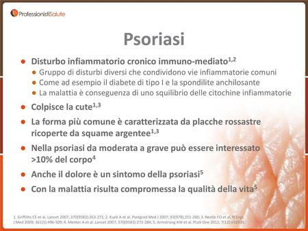 Psoriasi Disturbo infiammatorio cronico immuno-mediato1,2