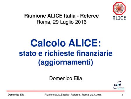 Riunione ALICE Italia - Referee stato e richieste finanziarie