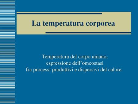 La temperatura corporea