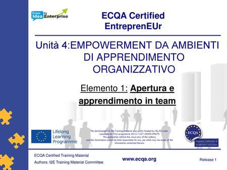 Unità 4:EMPOWERMENT DA AMBIENTI DI APPRENDIMENTO ORGANIZZATIVO