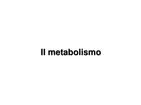 Il metabolismo 1.