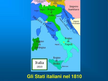Gli Stati italiani nel 1810.