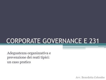 CORPORATE GOVERNANCE E 231