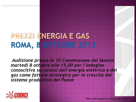 Prezzi Energia e Gas Roma, 8 Ottobre 2013