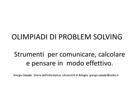 OLIMPIADI DI PROBLEM SOLVING