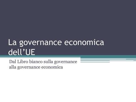 La governance economica dell’UE