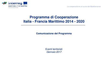 Programma di Cooperazione Italia - Francia Marittimo
