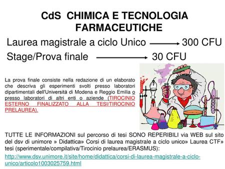 CdS CHIMICA E TECNOLOGIA FARMACEUTICHE