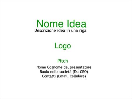 Nome Idea Logo Pitch Descrizione idea in una riga