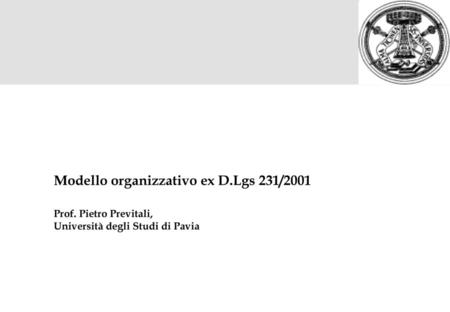 Modello organizzativo ex D.Lgs 231/2001