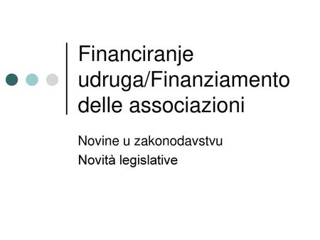 Financiranje udruga/Finanziamento delle associazioni