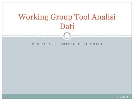 Working Group Tool Analisi Dati