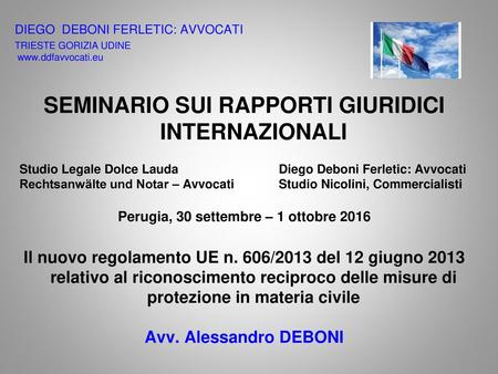 SEMINARIO SUI RAPPORTI GIURIDICI INTERNAZIONALI