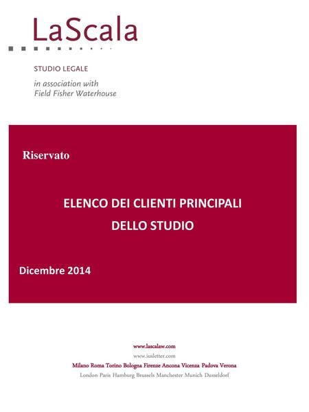 ELENCO DEI CLIENTI PRINCIPALI