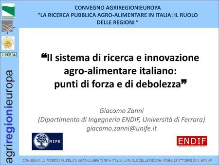 “II sistema di ricerca e innovazione agro-alimentare italiano: