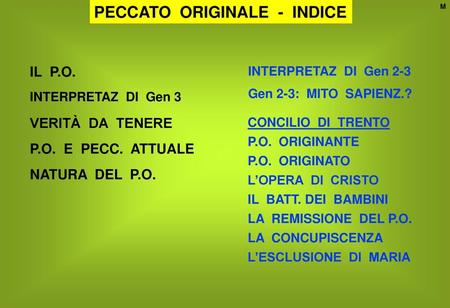 PECCATO ORIGINALE - INDICE