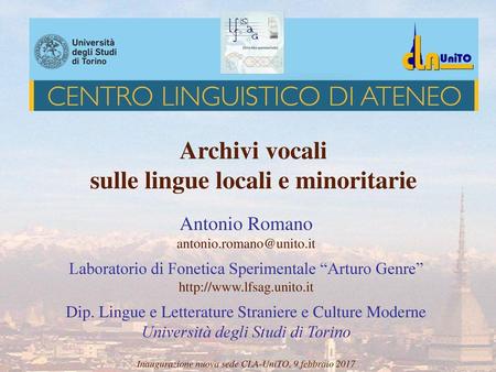 Archivi vocali sulle lingue locali e minoritarie