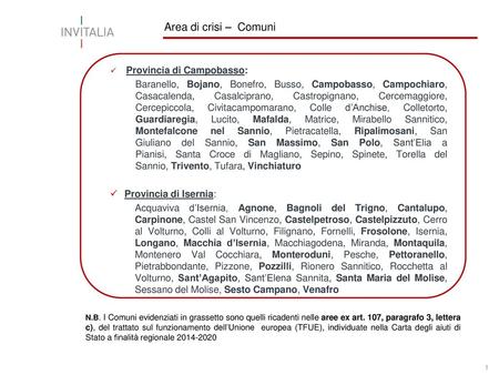 Area di crisi – Comuni Provincia di Campobasso: