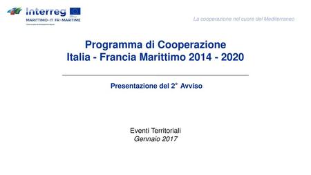Programma di Cooperazione Italia - Francia Marittimo