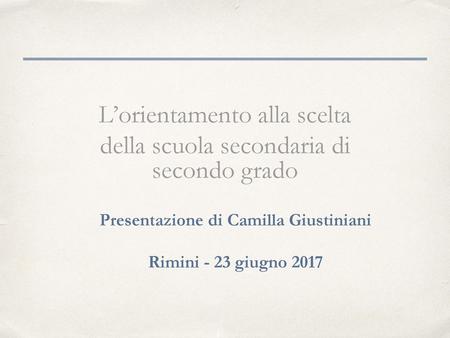 Presentazione di Camilla Giustiniani Rimini - 23 giugno 2017