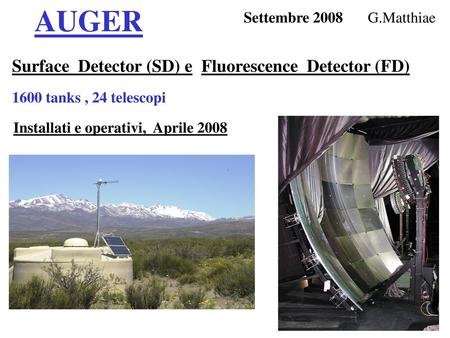 AUGER Surface Detector (SD) e Fluorescence Detector (FD)