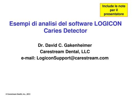 Esempi di analisi del software LOGICON Caries Detector