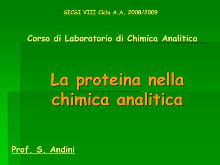 La proteina nella chimica analitica