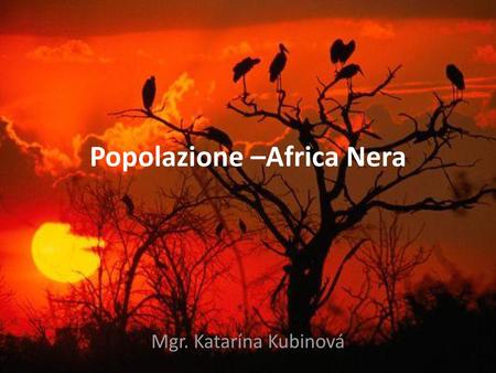 Popolazione –Africa Nera