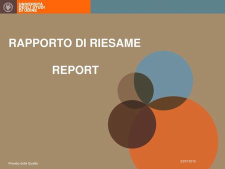 RAPPORTO DI RIESAME REPORT 23/07/2015 Presidio della Qualità.