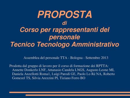 Assemblea del personale TTA - Bologna - Settembre 2013
