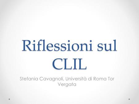 Stefania Cavagnoli, Università di Roma Tor Vergata