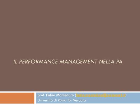 il performance management nella pa
