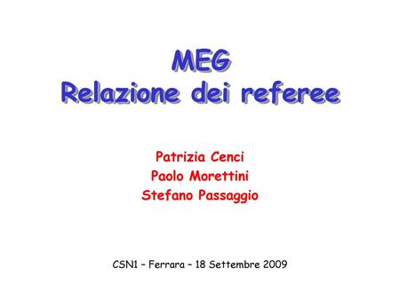 MEG Relazione dei referee