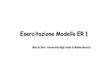 Esercitazione Modello ER 1
