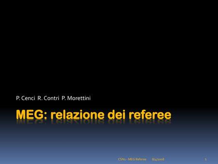 MEG: relazione dei referee