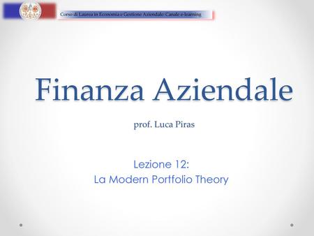 Finanza Aziendale prof. Luca Piras