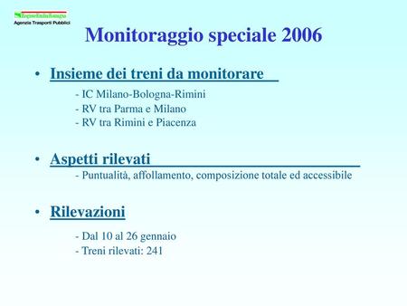 Monitoraggio speciale 2006