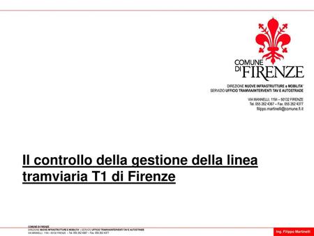 Il controllo della gestione della linea tramviaria T1 di Firenze