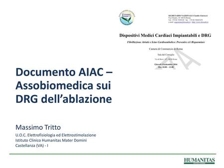 Documento AIAC – Assobiomedica sui DRG dell’ablazione