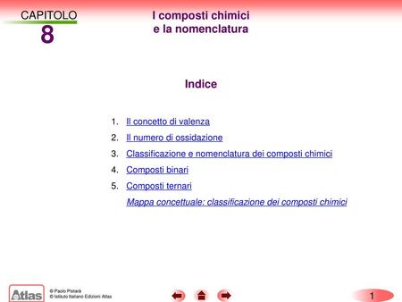 8 CAPITOLO I composti chimici e la nomenclatura Indice 1