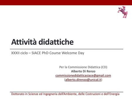 Attività didattiche XXXII ciclo – SIACE PhD Course Welcome Day