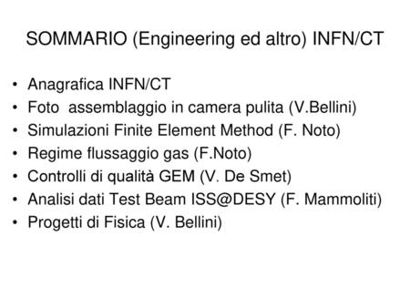 SOMMARIO (Engineering ed altro) INFN/CT