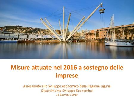 Misure attuate nel 2016 a sostegno delle imprese