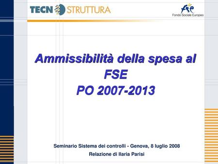 Ammissibilità della spesa al FSE PO