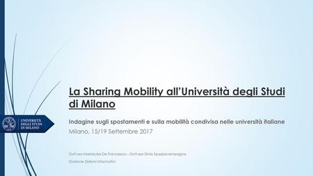 La Sharing Mobility all’Università degli Studi di Milano