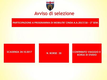 PARTECIPAZIONE A PROGRAMMA DI MOBILITA’ CINDA A.A.2017/18 – 2° SEM.
