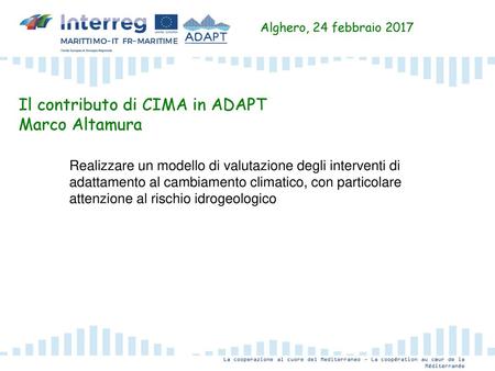 Il contributo di CIMA in ADAPT Marco Altamura