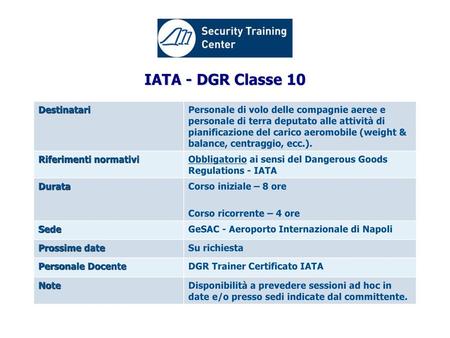 IATA - DGR Classe 10 Destinatari